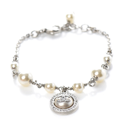 Chanel Crystal Pearl CC Bracelet Silver 1 of 5
