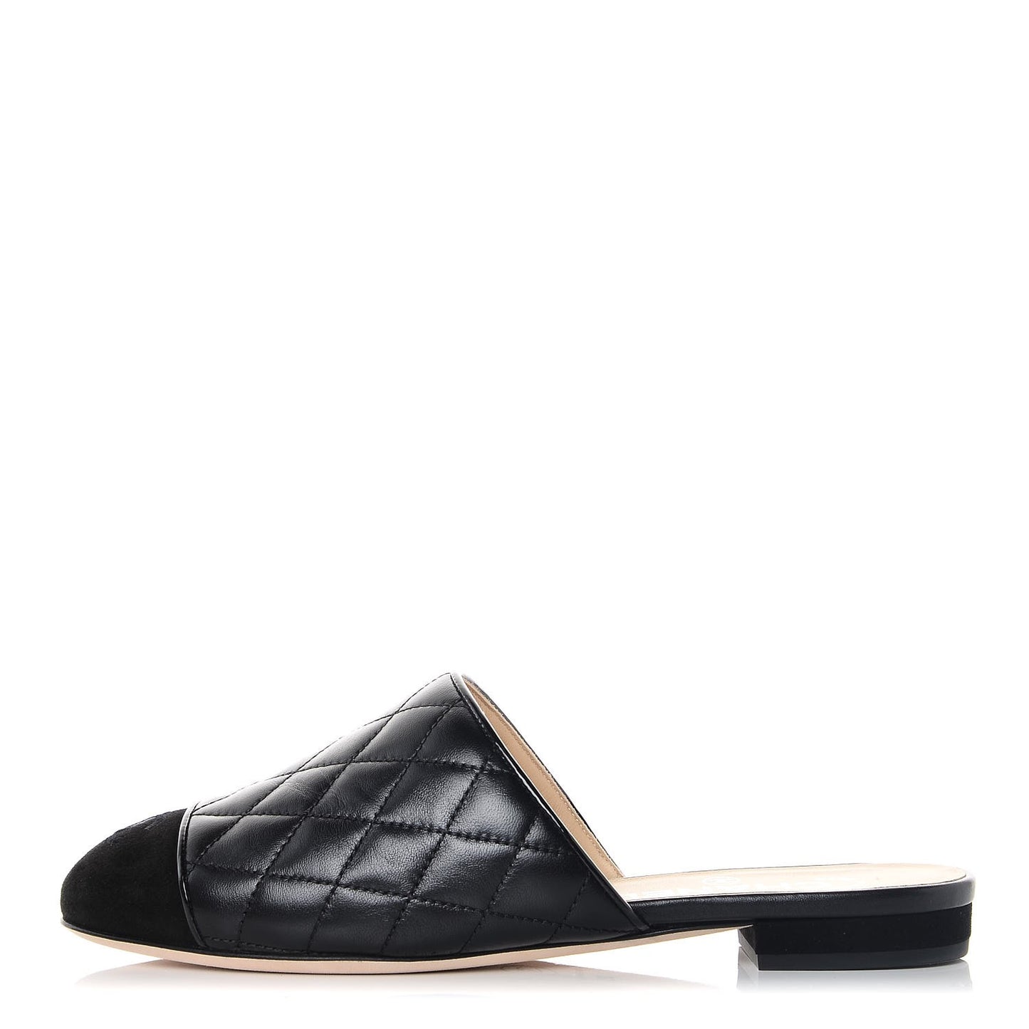 Lambskin Kid Suede Quilted Mules 36 Black