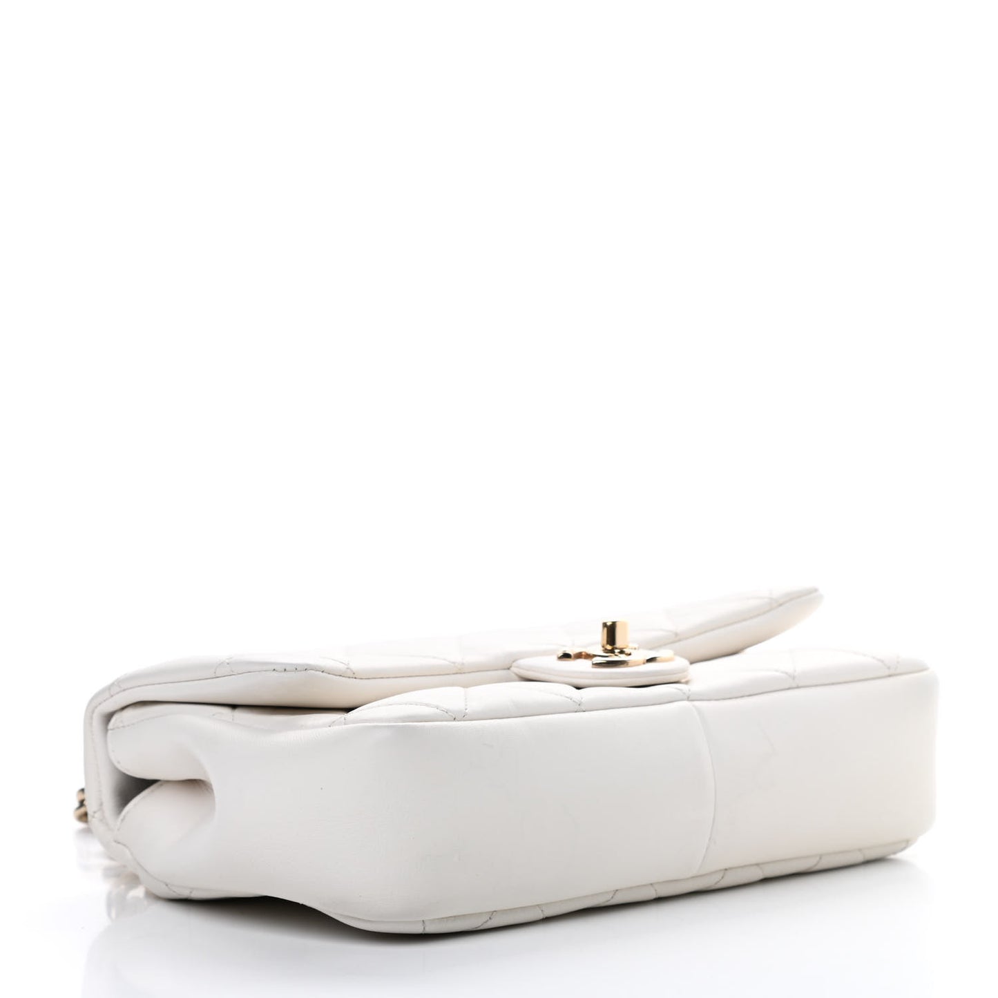Lambskin Quilted Resin Bi-Color Chain Flap Bag White