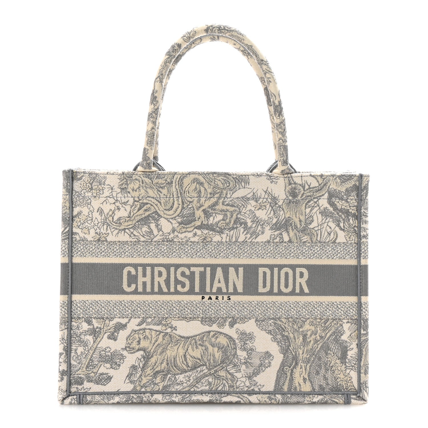 Christian Dior Canvas Embroidered Medium Dioriviera Toile De Jouy Book Tote Gray 1 of 2