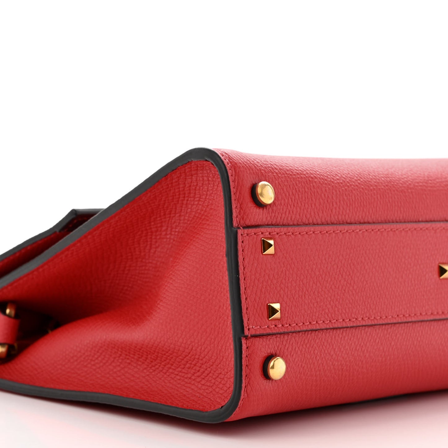 Grainy Calfskin Small VSling Top Handle Bag Rouge Pur Cerise