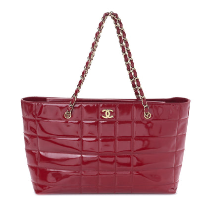 Chanel Patent Chocolate Bar Quilted Tote Red 1 of 8