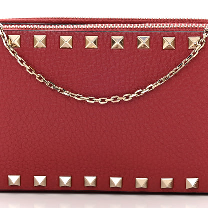 Valentino Garavani Pebbled Calfskin Rockstud Double Zip Camera Crossbody Bag Rosso Valentino 9 of 12