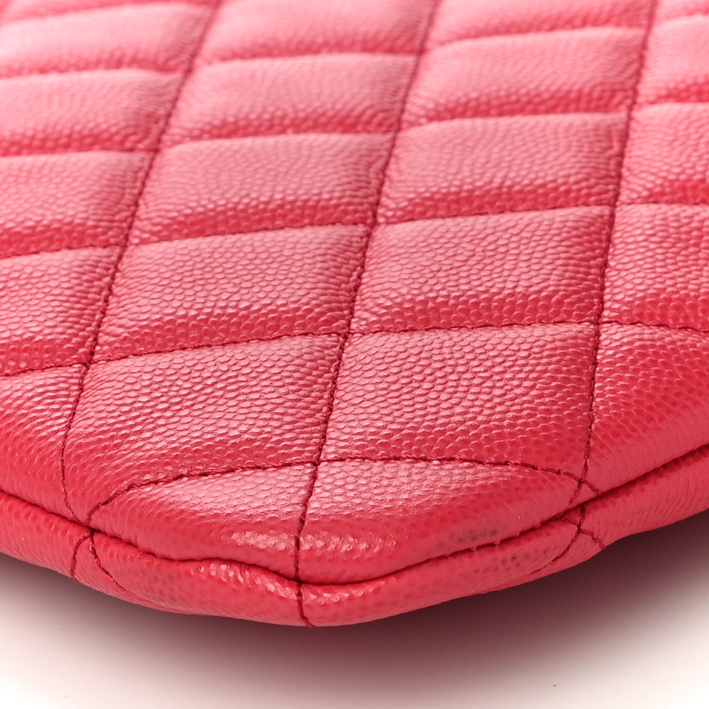 Caviar Quilted Medium Cosmetic Case Dark Pink