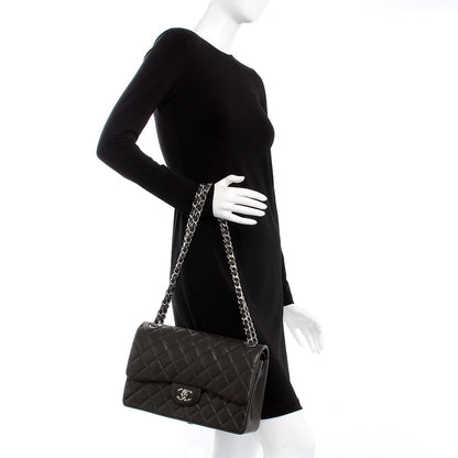 Chanel Caviar Quilted Jumbo Double Flap Dark Brown 2 of 8