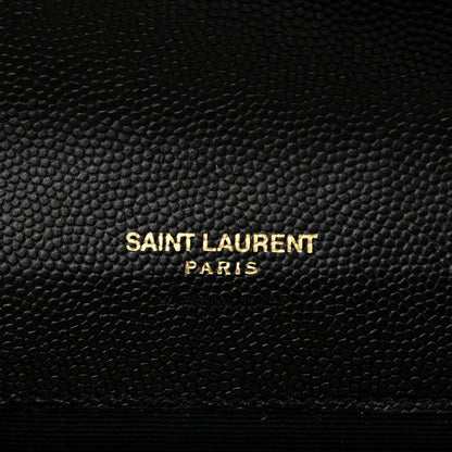 Saint Laurent Grain De Poudre Matelasse Chevron Monogram Envelope Clutch Black 6 of 7