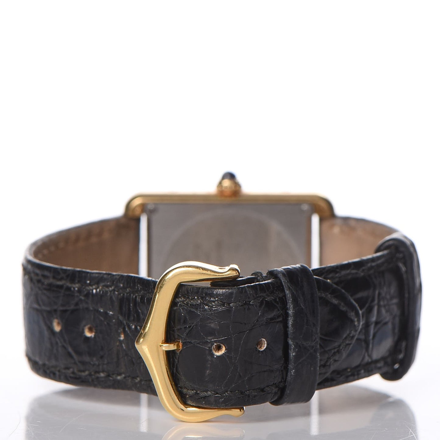 Stainless Steel 18K Yellow Gold Alligator 24mm Tank Solo Quartz Watch