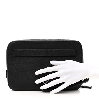 Prada Saffiano Travel Zip Pouch Black 2 of 9