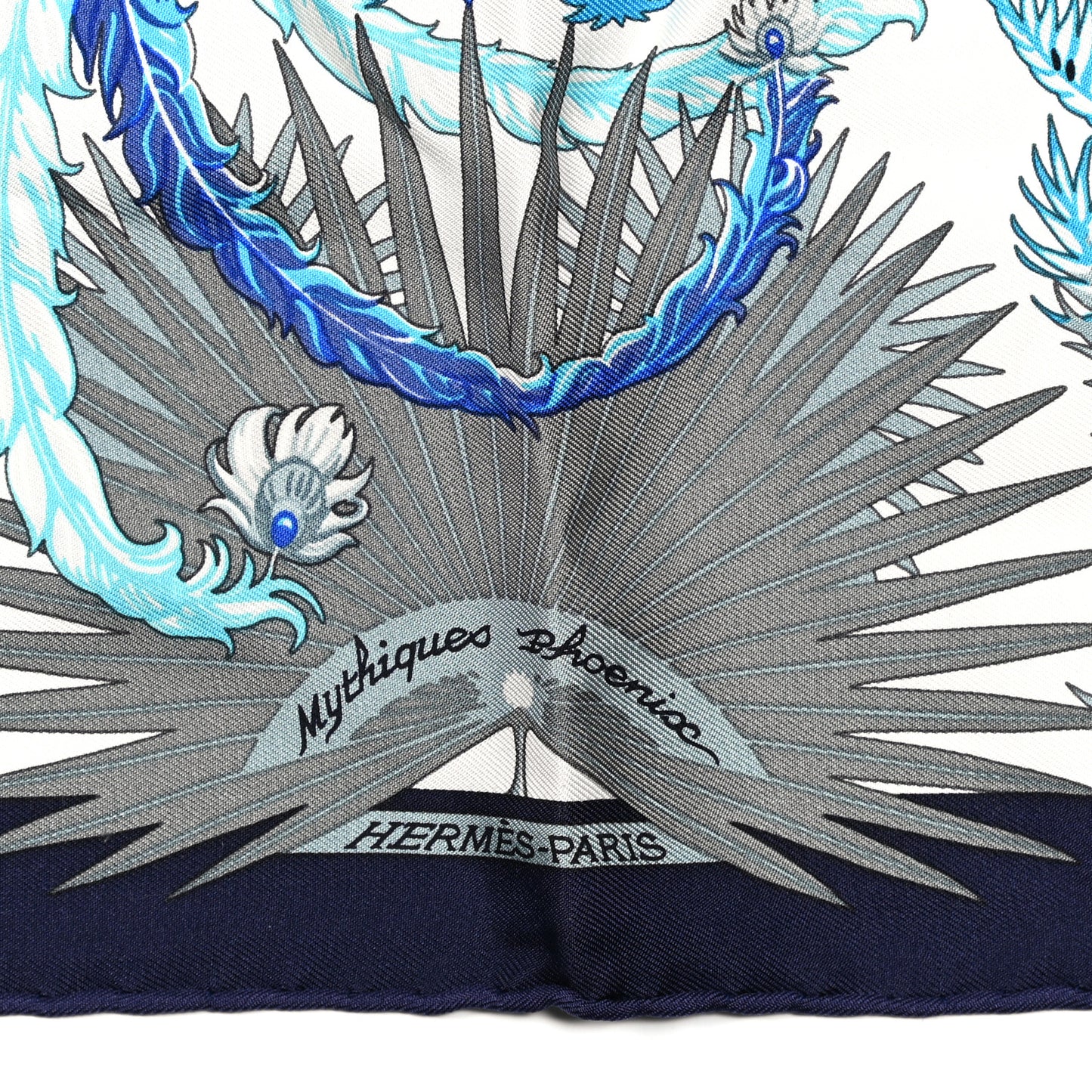 Silk Mythiques Phoenix Coloriages Scarf 45 White Bleu Turquoise