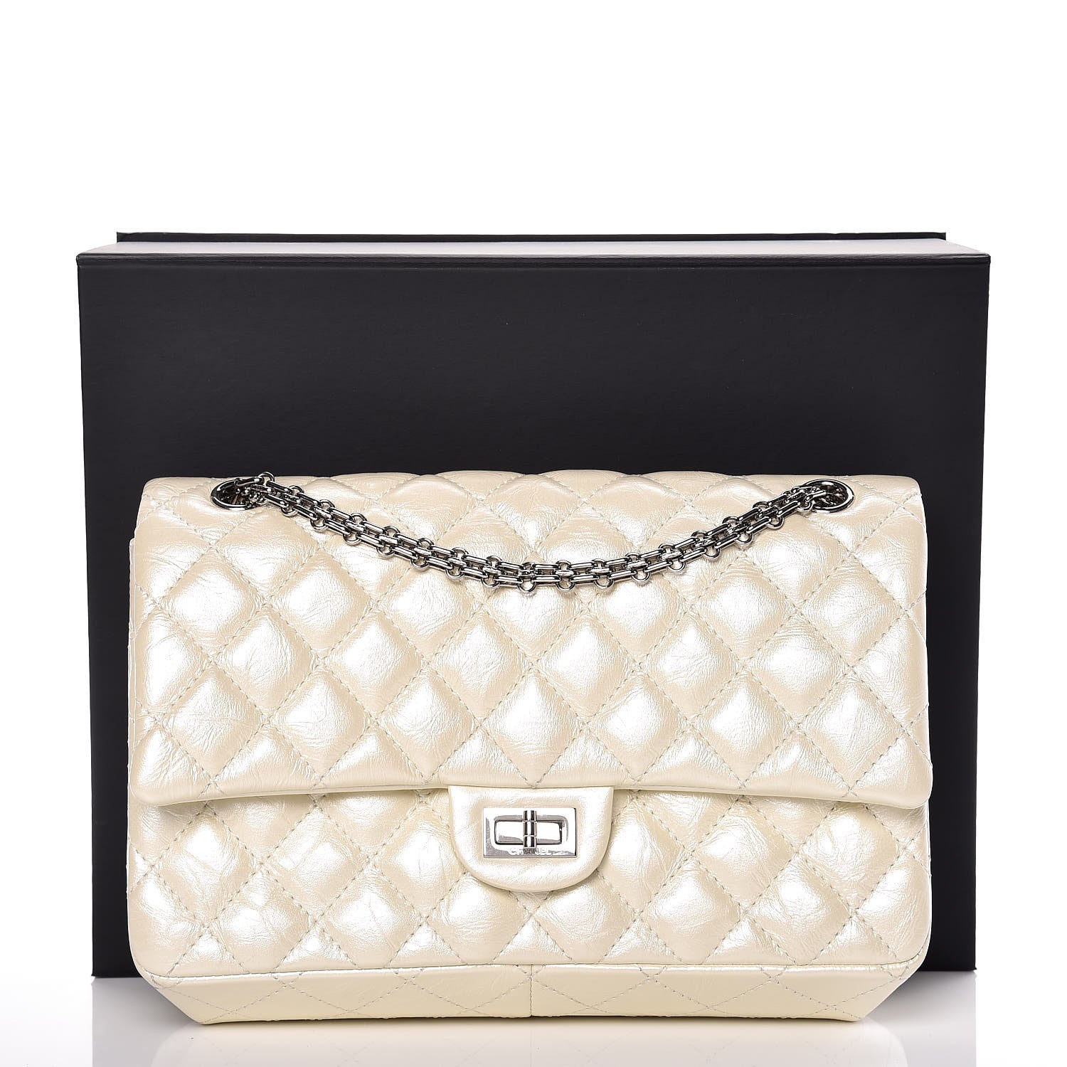 Chanel Metallic Aged Calfskin Quilted 2.55 Reissue 226 Flap White 13 of 13