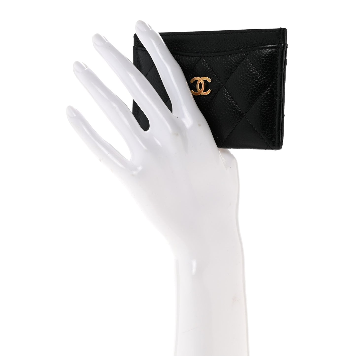 Caviar Quilted Card Holder Black