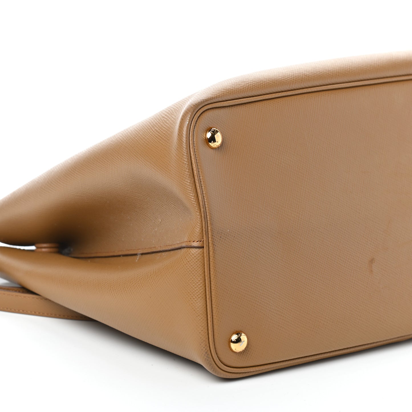 Saffiano Cuir Medium Double Bag Caramel Fuoco