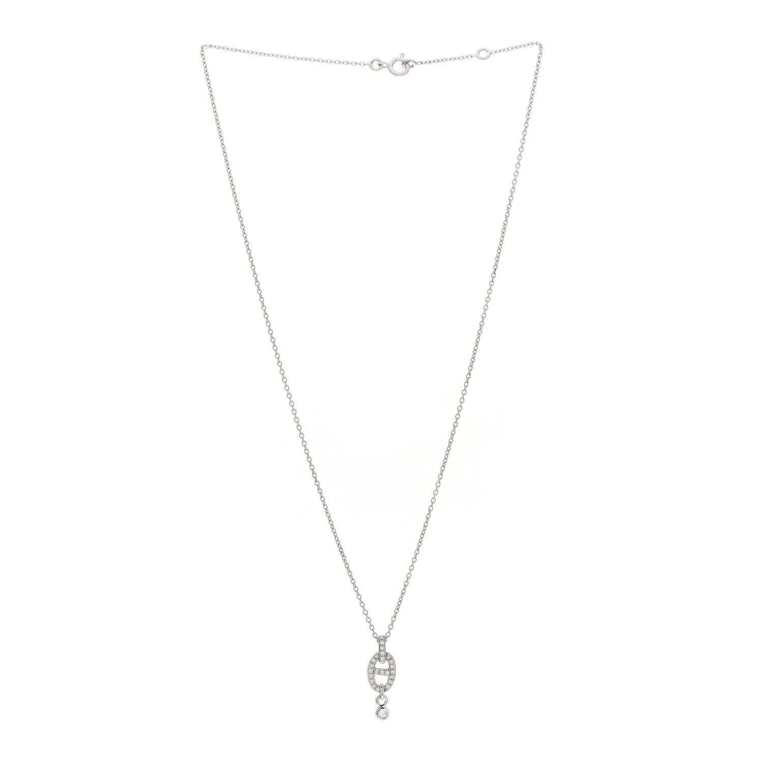 Hermes 18K White Gold Diamond PM Chaine d'Ancre Enchainee Necklace 3 of 5