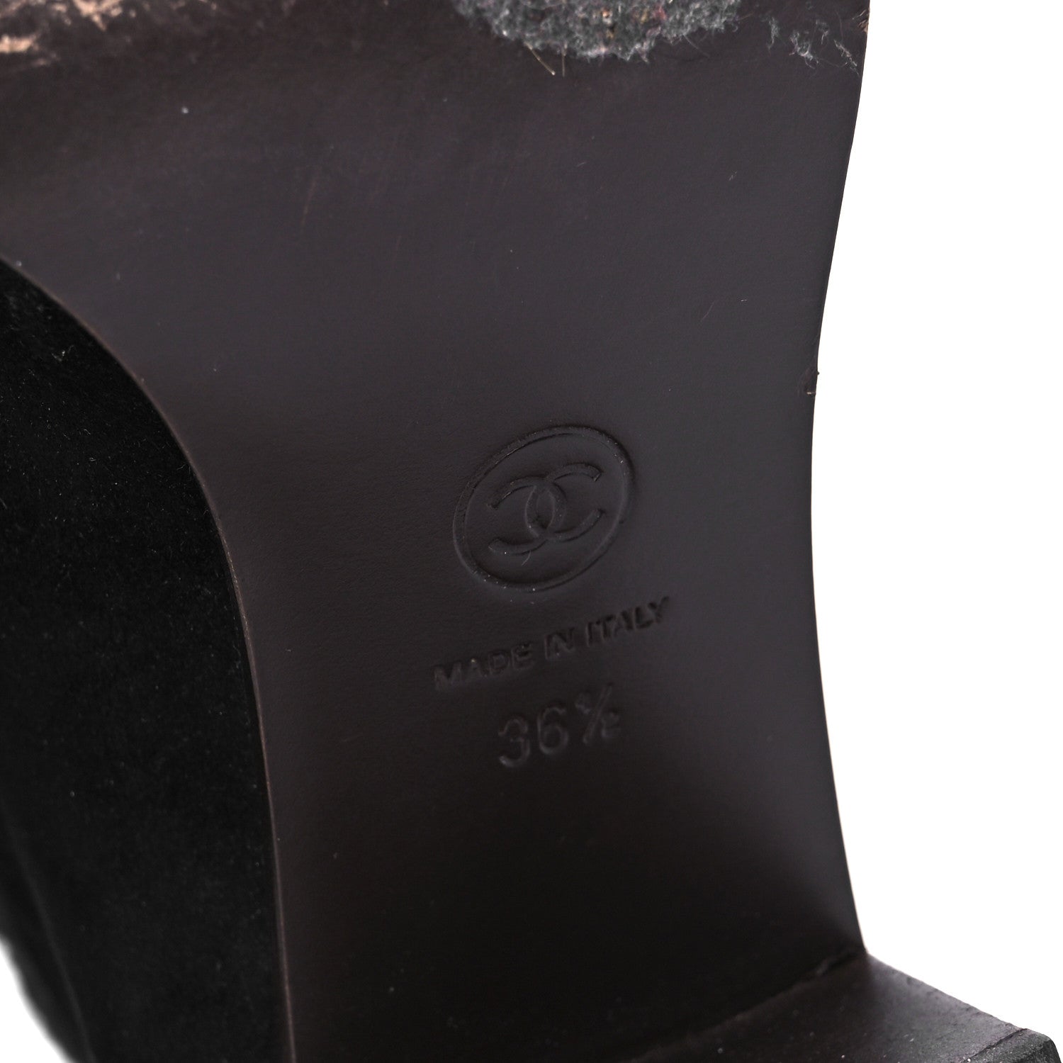 Chanel Suede Calfskin Knit Button Ankle Boots 36.5 Black 7 of 9
