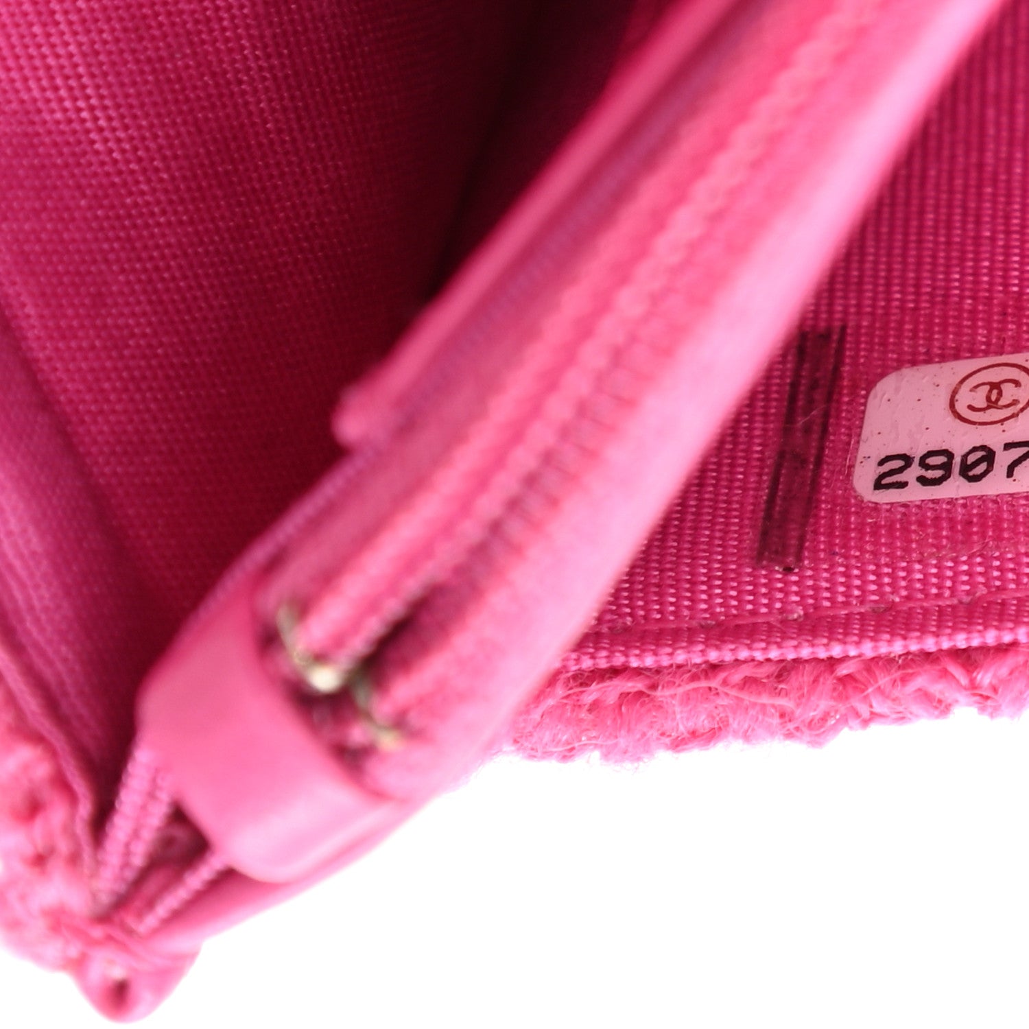 Chanel Wool Tweed Lambskin Quilted Chanel 19 Wallet On Chain WOC and Coin Purse Fuchsia 9 of 14