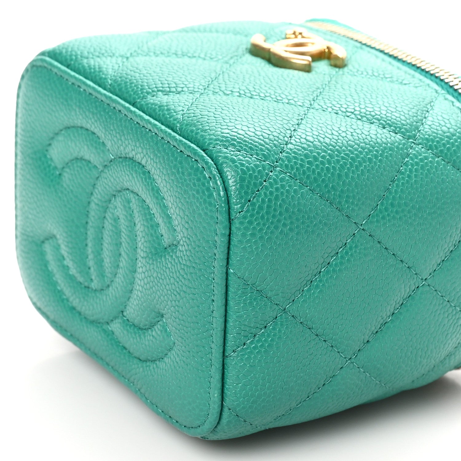 Chanel Caviar Quilted Sweetheart Mini Vanity Case Green 11 of 11