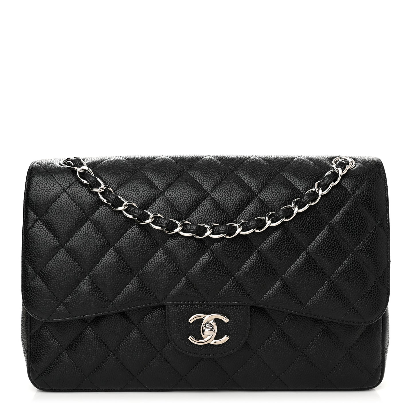 Caviar Quilted Jumbo Double Flap Black