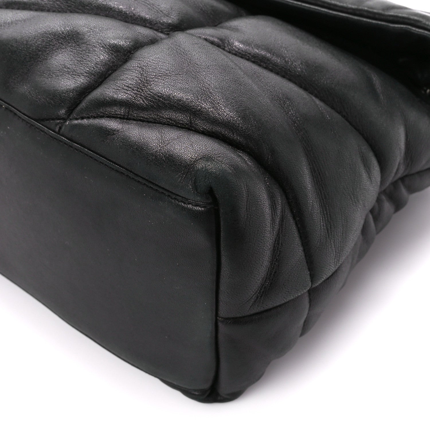 Saint Laurent Lambskin Quilted Medium Loulou Puffer Monogram Chain Satchel Black 11 of 12