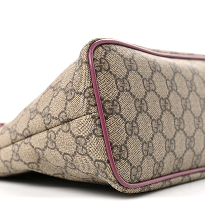 Gucci GG Supreme Monogram Small Zippered Tote Beige New Rosette 9 of 12