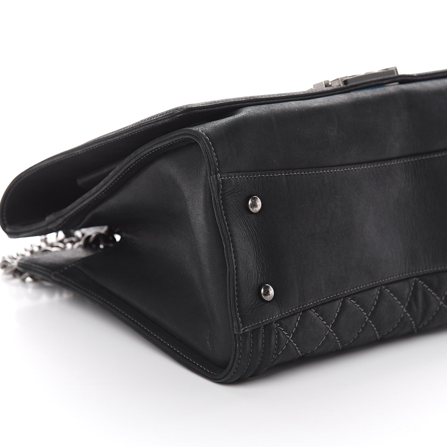Chanel Calfskin Stitched Large Boy Shopping Tote Black 8 of 9