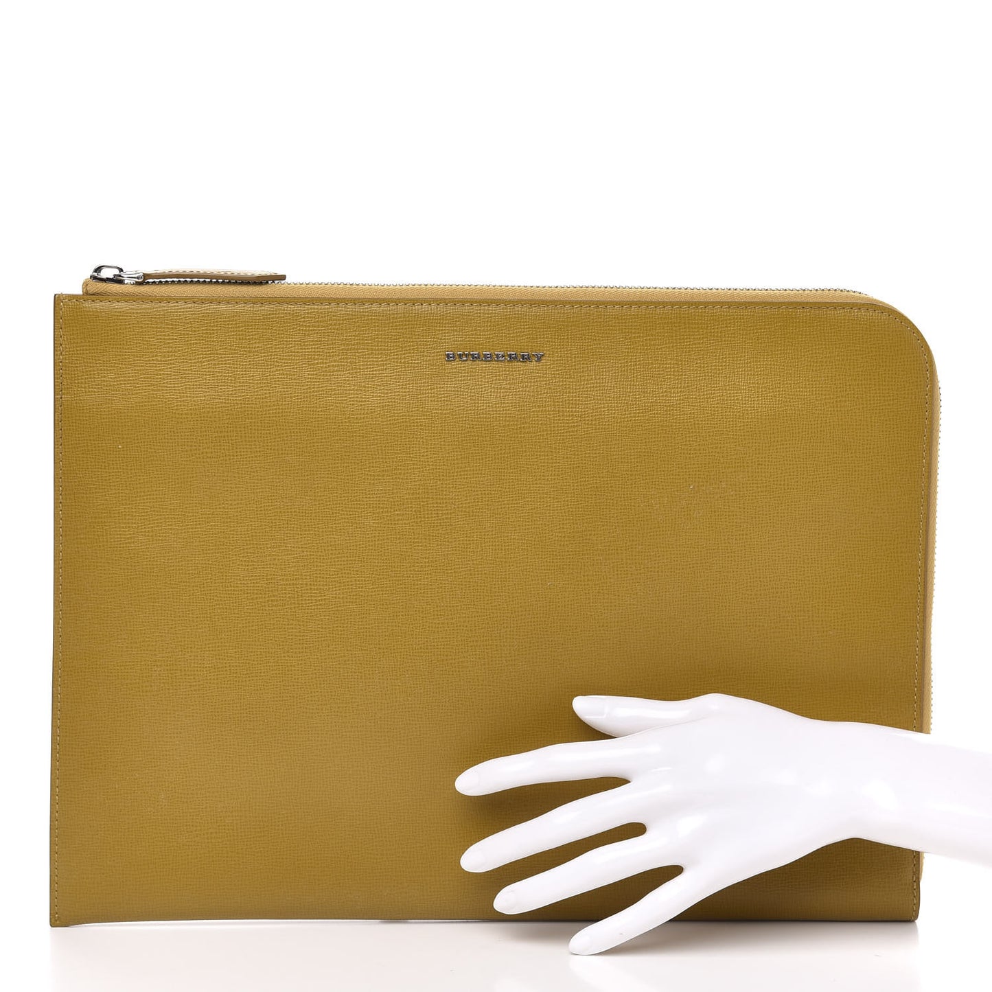 Grainy Calfskin Document Case Larch Yellow