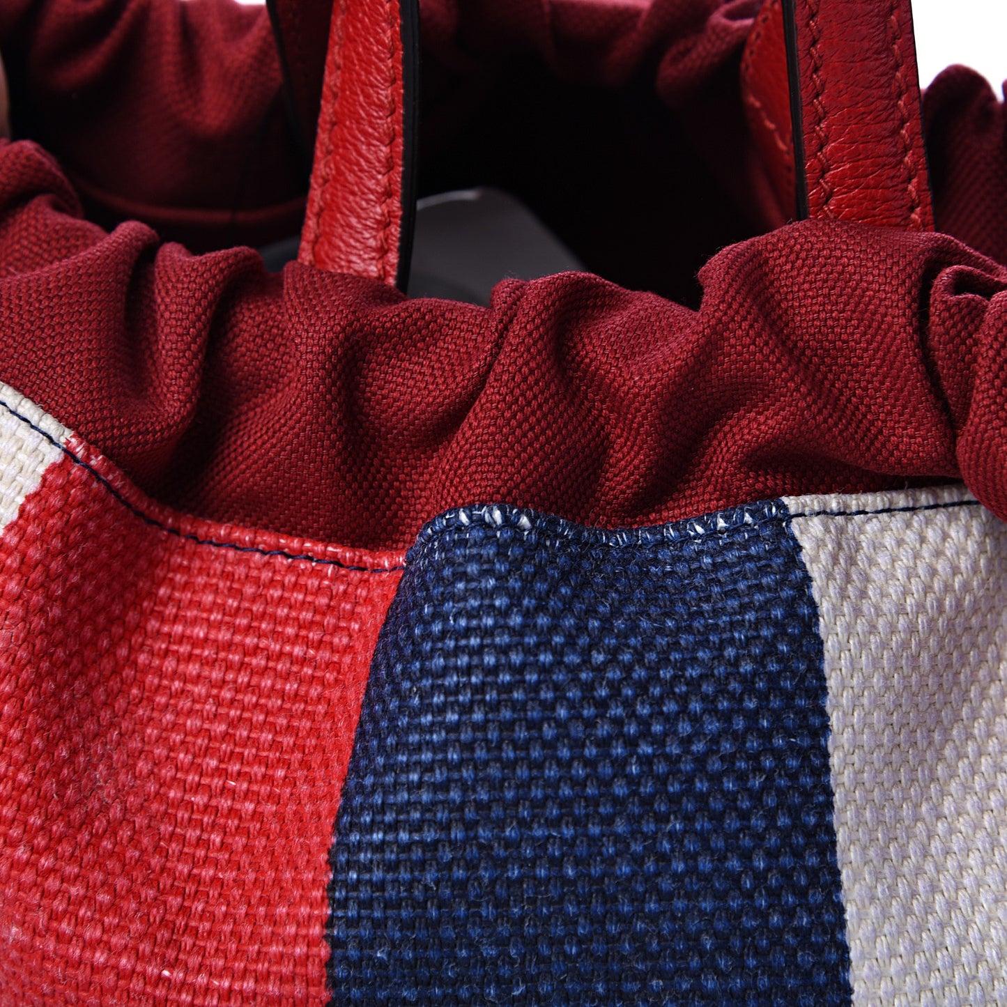 Canvas Logo Sylvie Stripe Drawstring Backpack Red