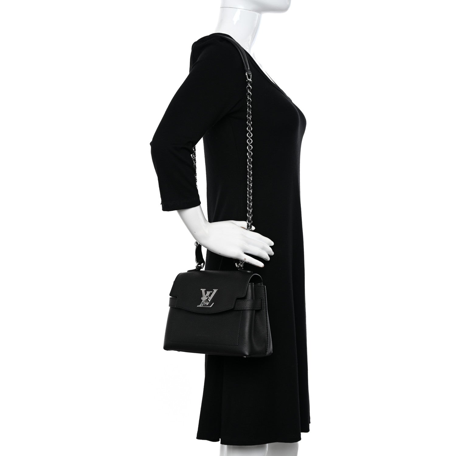 Louis Vuitton Calfskin Lockme Ever Mini Black 2 of 15