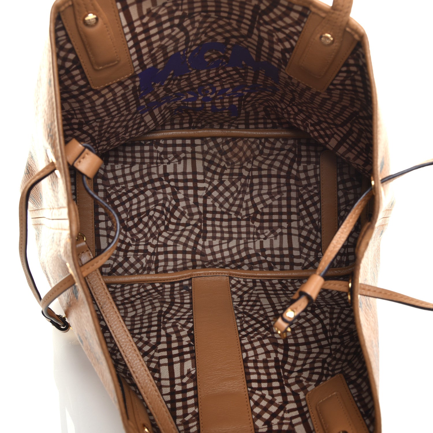 MCM Visetos Medium Liz Reversible Shopper Tote Cognac 8 of 18