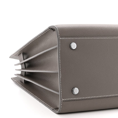 Saint Laurent Grained Calfskin Topstitch Small Sac De Jour Grey 8 of 13