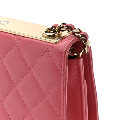 Chanel Lambskin Quilted Trendy CC Wallet On Chain WOC Bright Pink 14 of 18