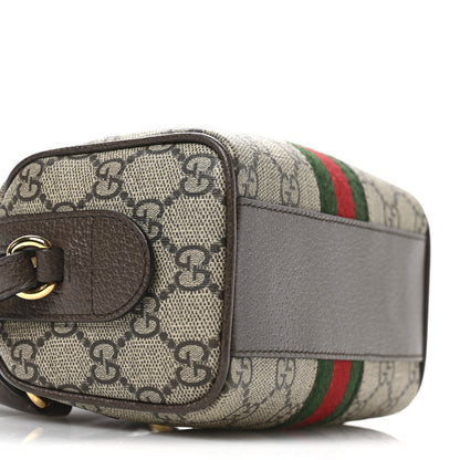 Gucci GG Supreme Monogram Textured Dollar Calfskin Web Super Mini Ophidia Top Handle Bowler Bag Beige Ebony New Acero 8 of 9