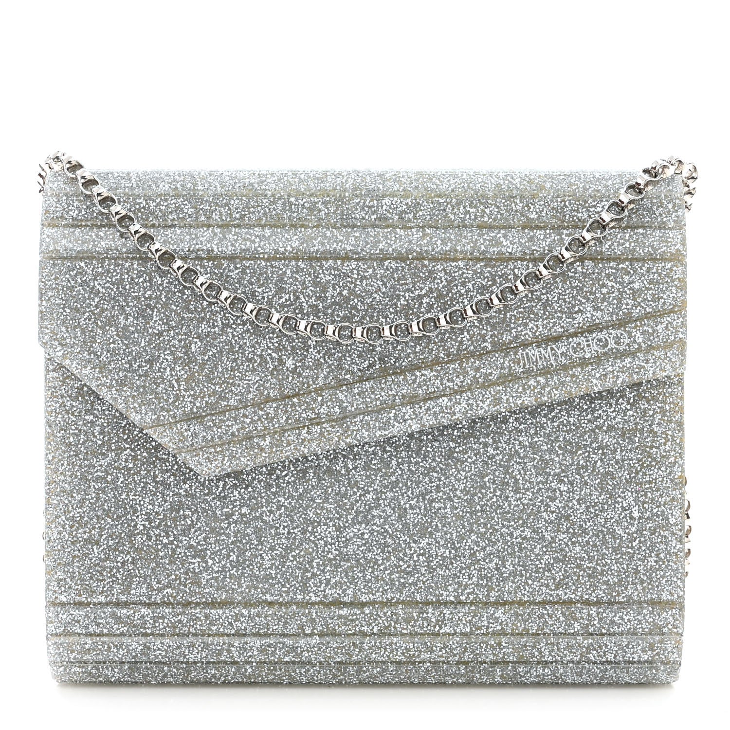Jimmy Choo Acrylic Glitter Candy Clutch Silver 1 of 13