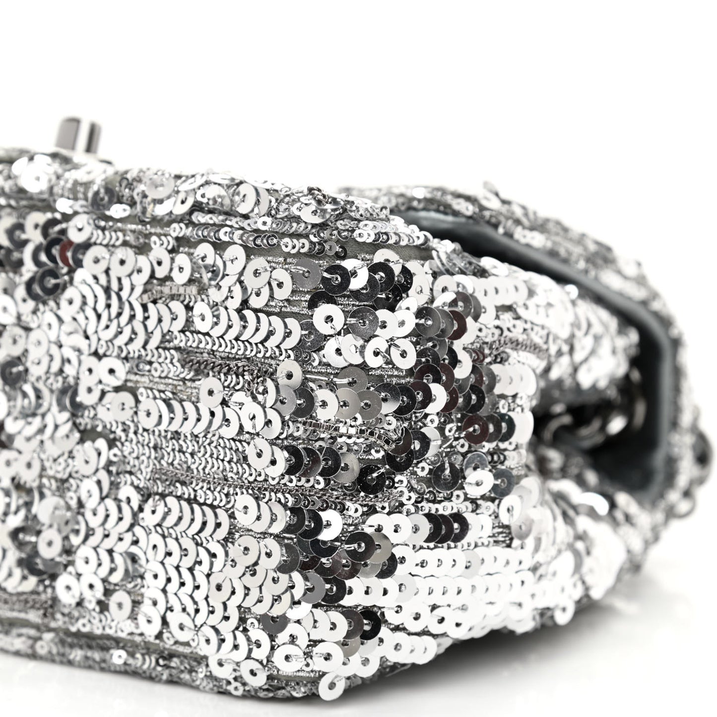 Sequin Mini Square Flap Silver