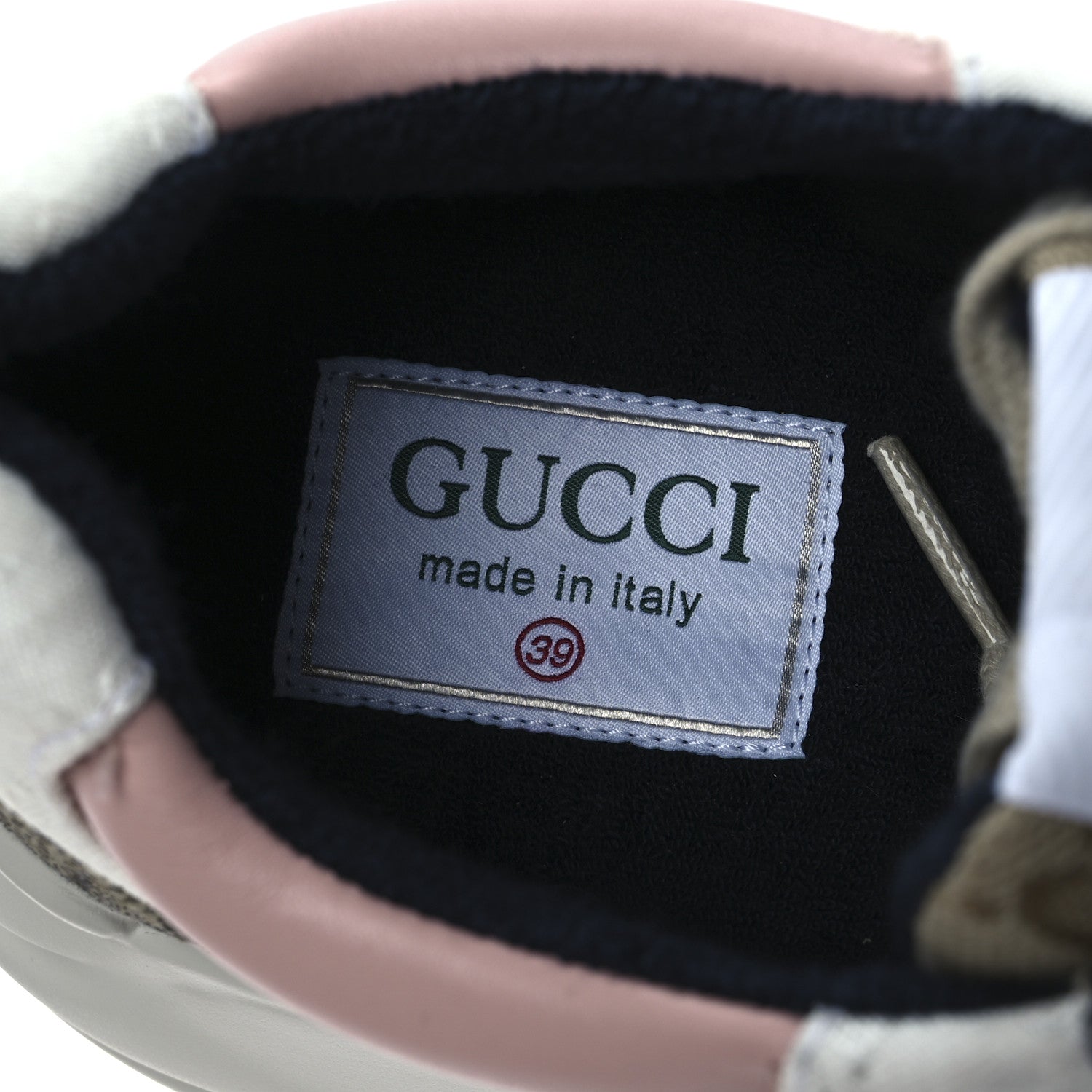 Gucci GG Supreme Monogram Mix Monogram Womens Rhyton Sneakers 39 London Blue Beige Pale Pink 9 of 10