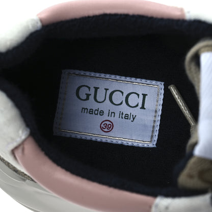 Gucci GG Supreme Monogram Mix Monogram Womens Rhyton Sneakers 39 London Blue Beige Pale Pink 9 of 10