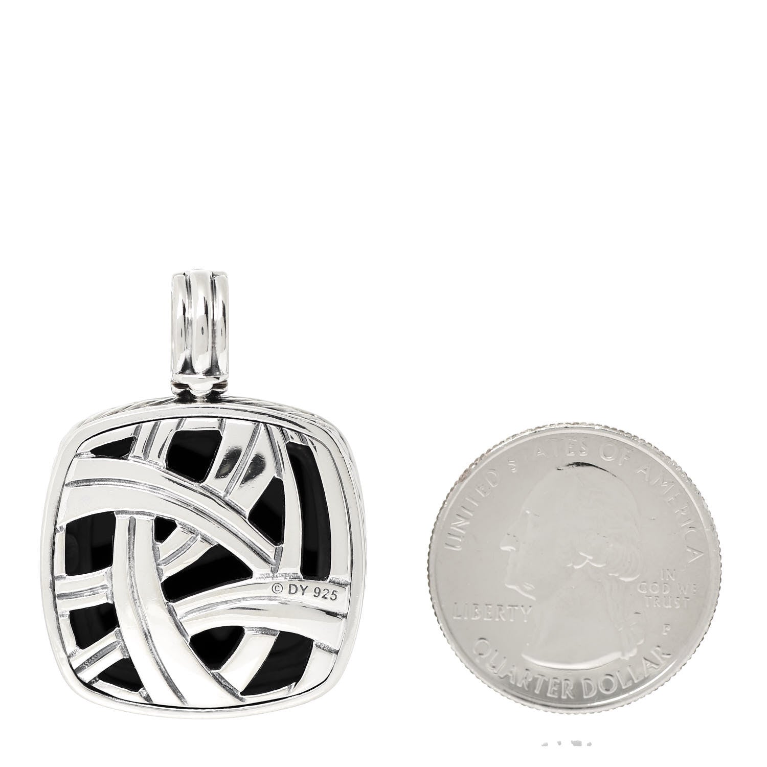 David Yurman Sterling Silver Black Onyx 20mm Albion Enhancer Pendant 2 of 4