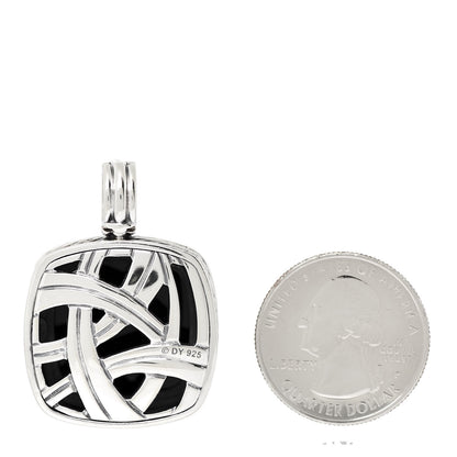 David Yurman Sterling Silver Black Onyx 20mm Albion Enhancer Pendant 2 of 4