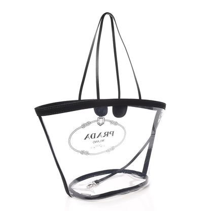 Prada Plexiglass Canapa Shopper Tote Black 4 of 9