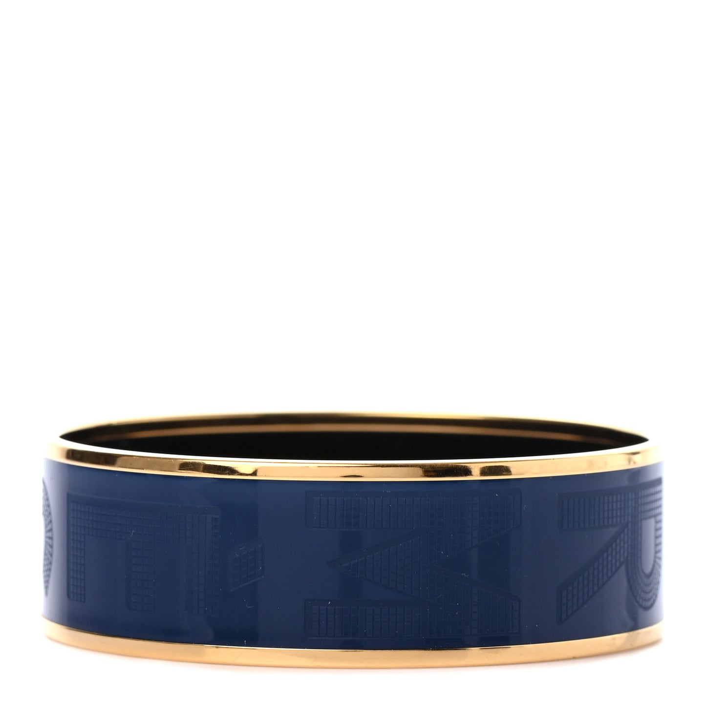 Enamel Wide Printed Sellier Bracelet 65 Bleu De Genes