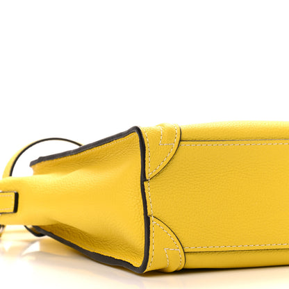 Celine Drummed Calfskin Nano Luggage Citron 8 of 9