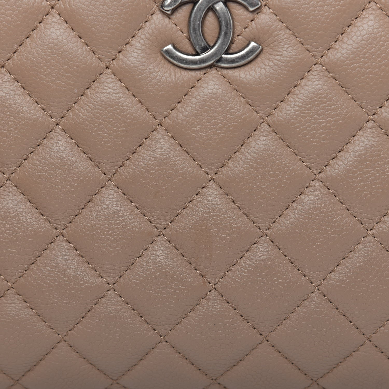 Chanel Grained Calfskin Quilted Large Zipped Shopping Tote Taupe 11 of 13