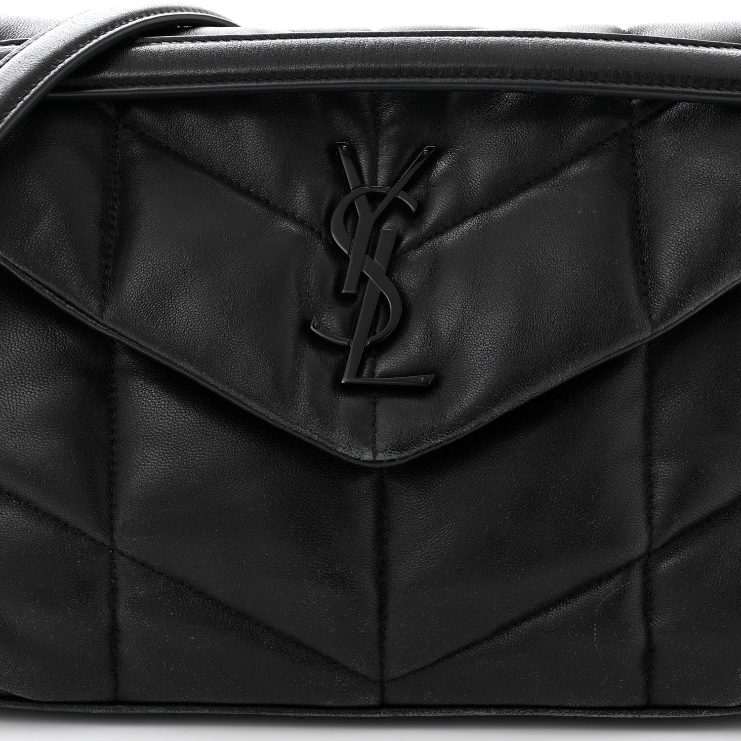 Saint Laurent Lambskin Quilted Monogram Monochrome Small Loulou Puffer Chain Satchel Black 8 of 10