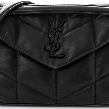Saint Laurent Lambskin Quilted Monogram Monochrome Small Loulou Puffer Chain Satchel Black 8 of 10