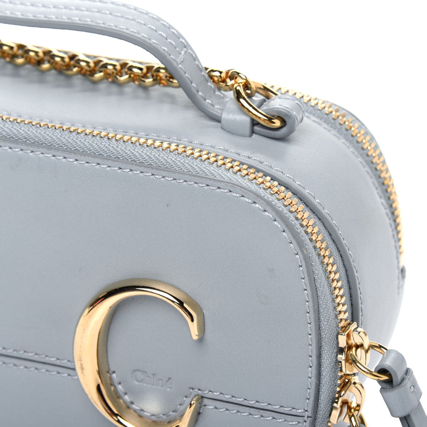 Shiny Calfskin Mini Vanity C Bag Faded Blue