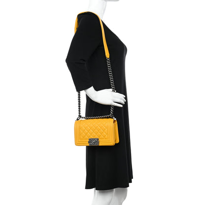 Chanel Lambskin Quilted Small Boy Flap Yellow 2 of 10