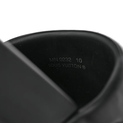 Louis Vuitton Rubber Embossed Monogram Mens Waterfront Mules 10 Black 9 of 10