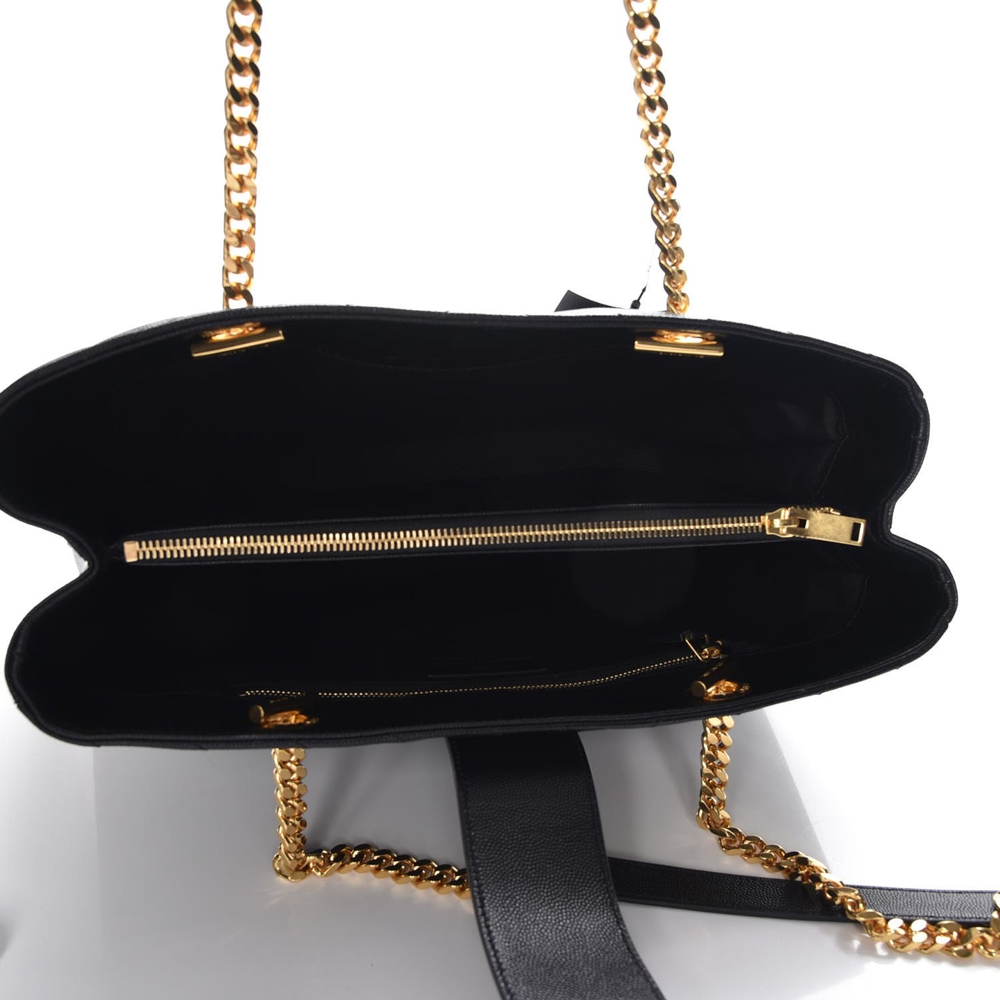 Grain De Poudre Matelasse Chevron Monogram Shopping Bag Black