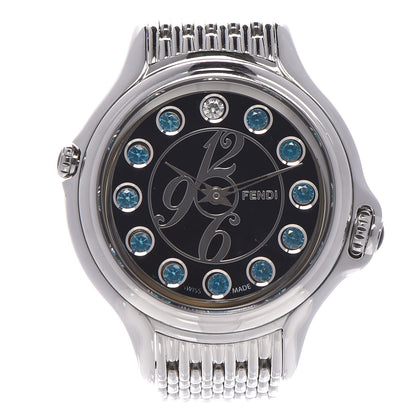 Fendi Stainless Steel Diamond Topaz 38mm Crazy Carats Rotating Gem Quartz Watch Black 4 of 9