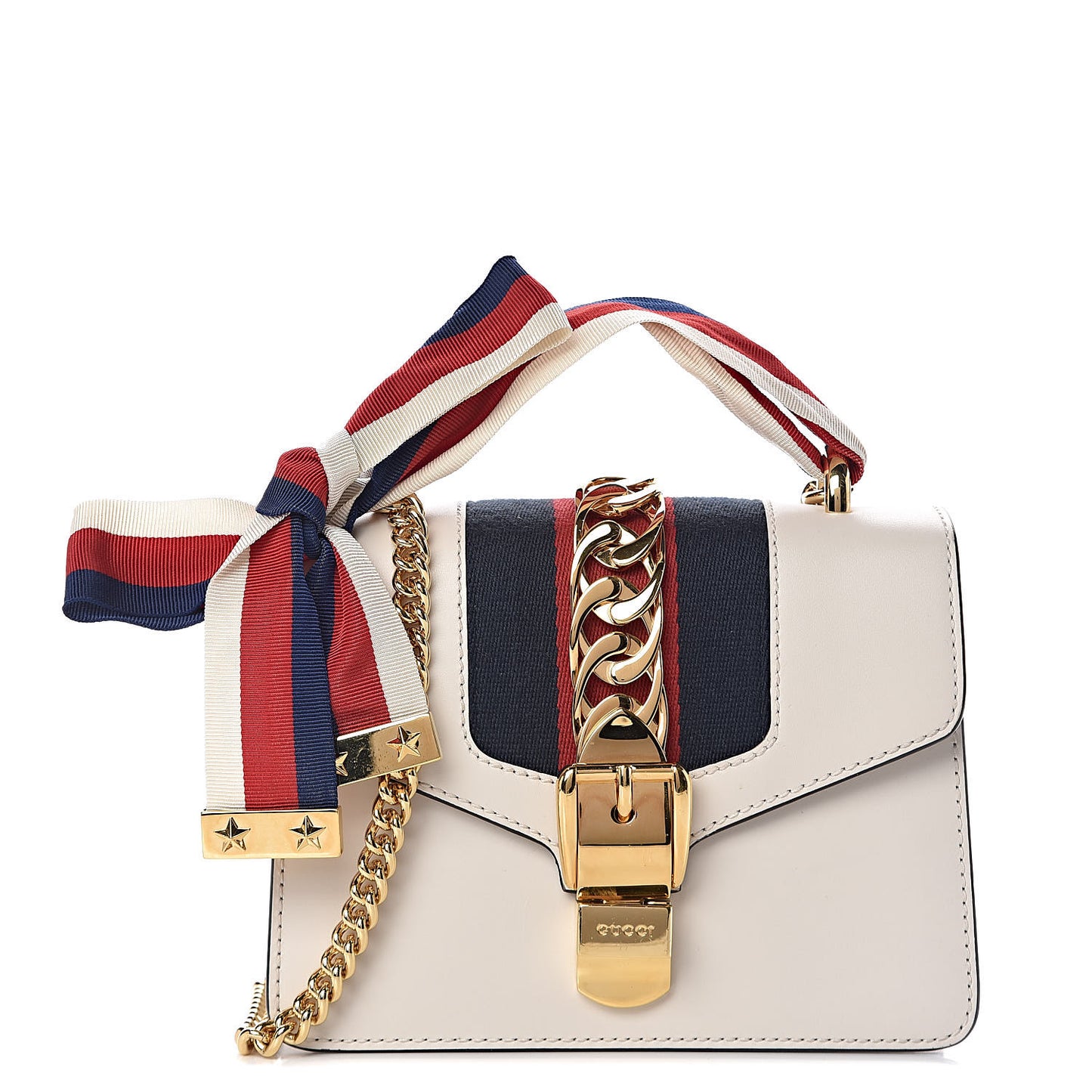 Calfskin Mini Sylvie Chain Shoulder Bag White