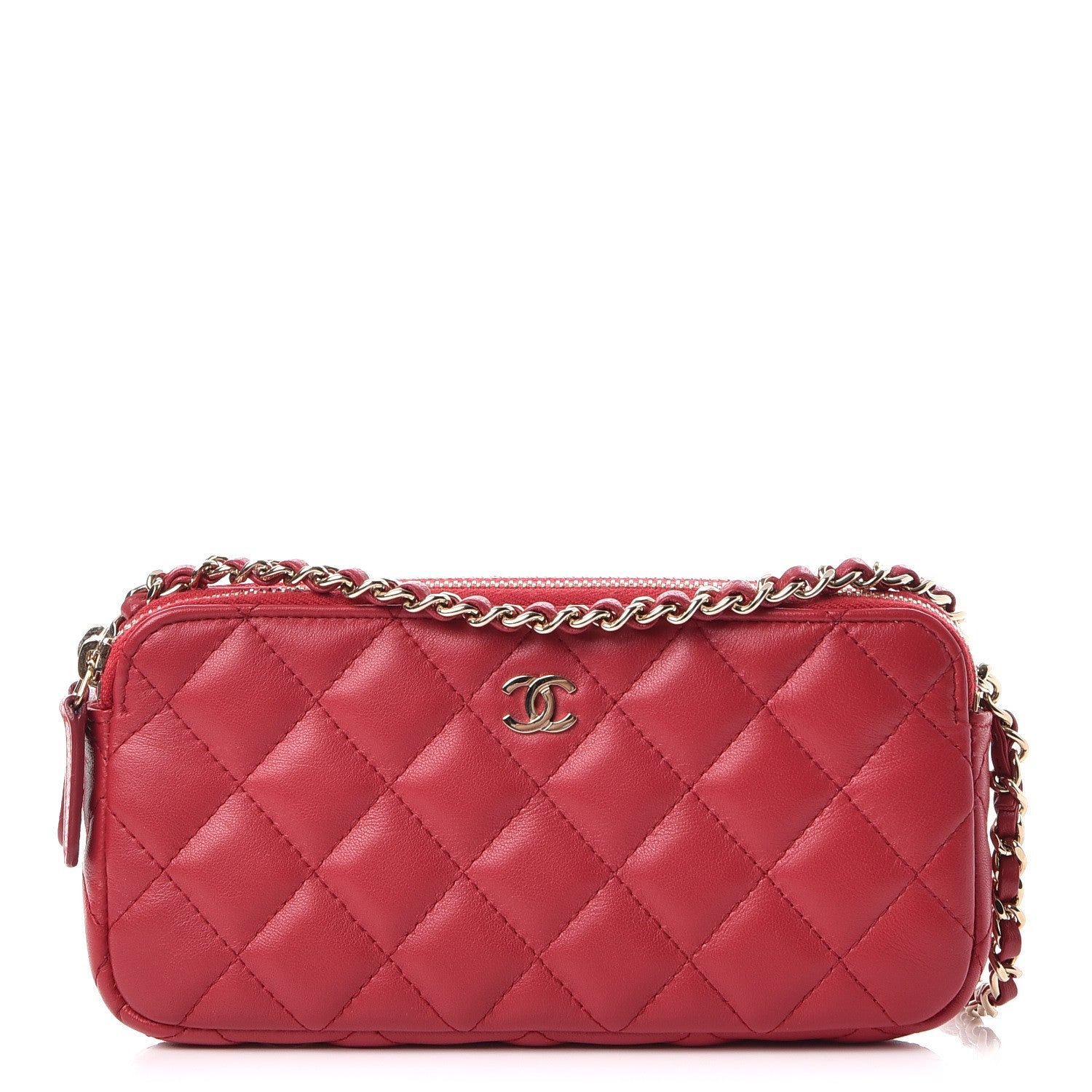 Chanel Lambskin Quilted Small Clutch With Chain Dark Pink 1 of 9